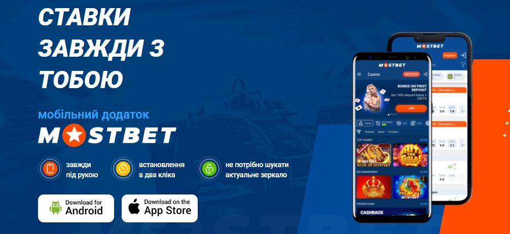 мобільний додаток на IOS та Android від Mostbet